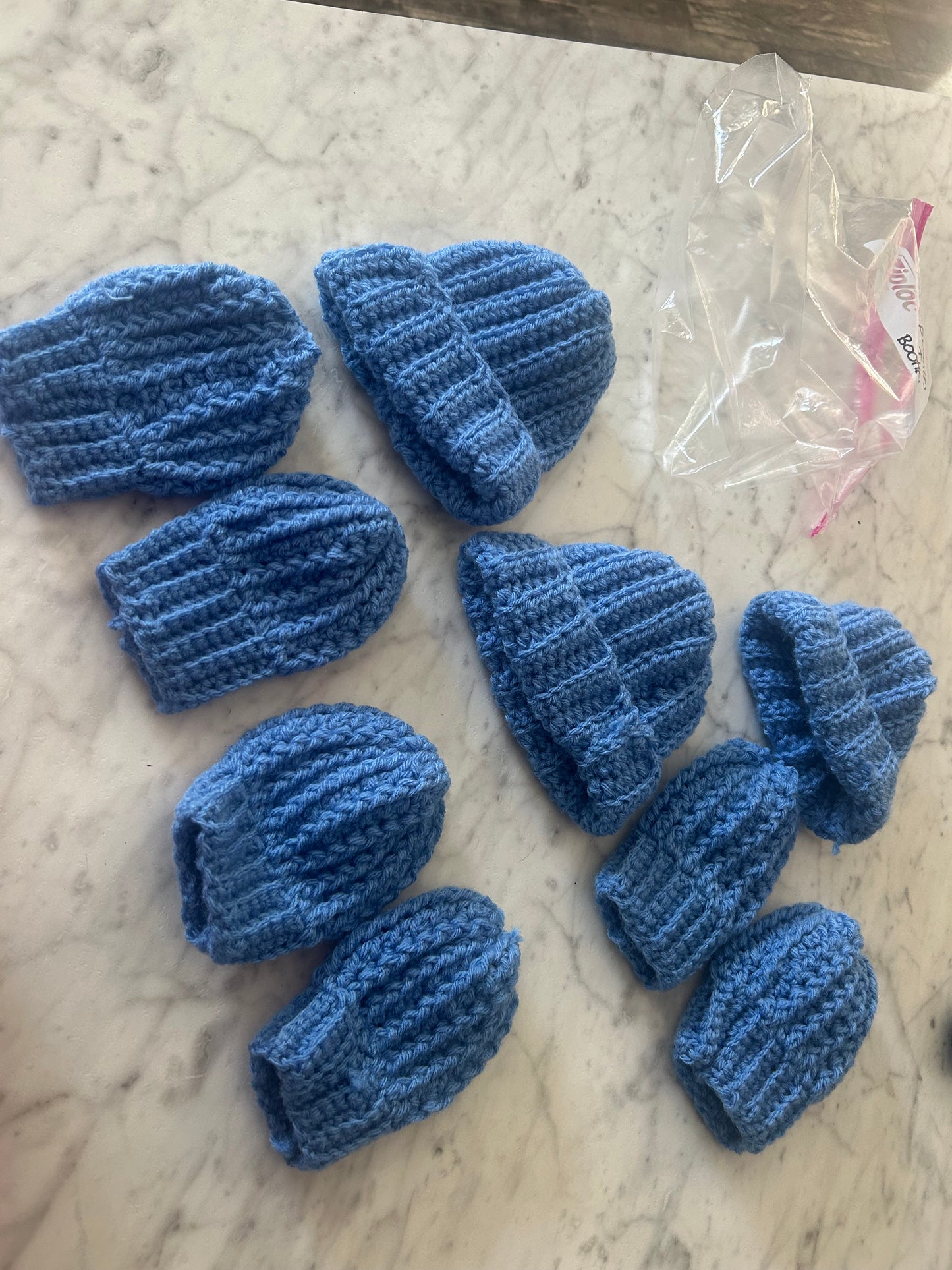 Baby boy beanie and mitten sets